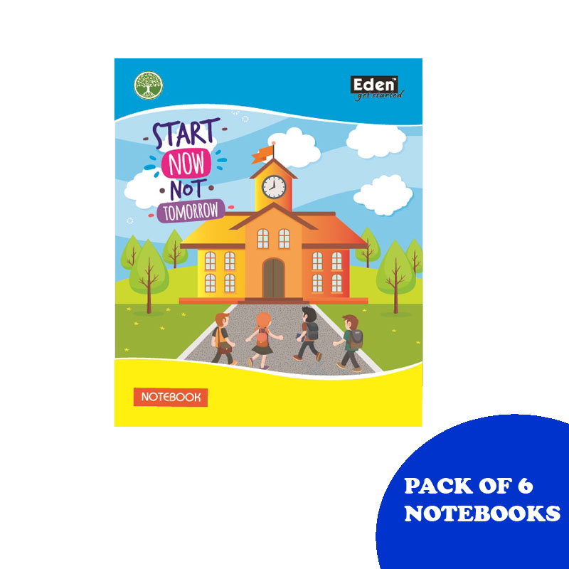 Eden, Eden Notebook Stitch Notebook, Unruled, 132 Pages, Pack of 6 (17 cm x 21 cm)