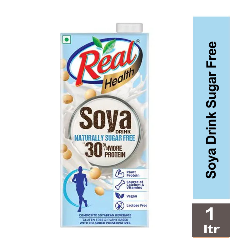 Dabur, Real Health Soya Drink Naturally Sugar Free - With 30% More Protein -1ltr