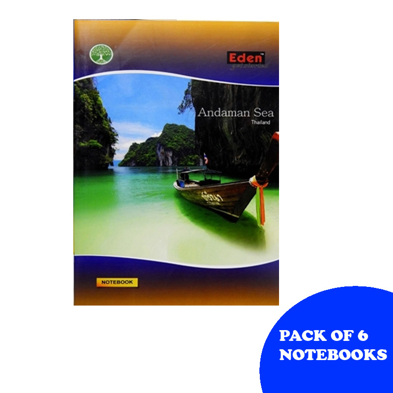 Eden, Long, Ruled, Single Line, 164 Pages, Pack of 6 - Eden Notebook