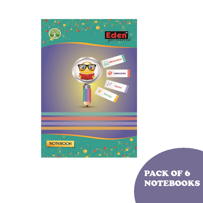 Eden, Mini Long, Ruled, Single Line, 180 Pages, Pack of 6 - Eden Notebook